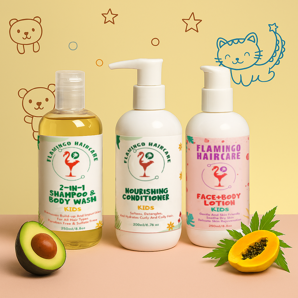 Kids Complete Hair Bundle: 2-IN-1 Shampoo Body Wash, Face & Body Lotion & Nourishing Conditioner (3-Pack)